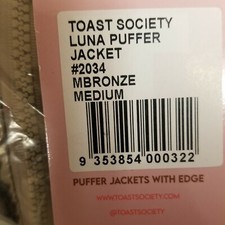 Toast Society Luna Puffer Jacket Womens Medium Bronze Zip Up Hooded Mock Neck