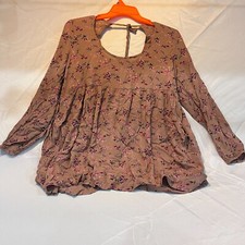 American Eagle Long Sleeve Tiered Mini Dress Red Burgundy Floral Size M