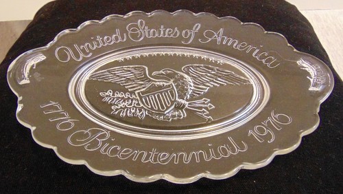 Piatto ovale bicentenario Avon vetro trasparente Stati Uniti d'America 1776-1976 - Foto 4 di 4
