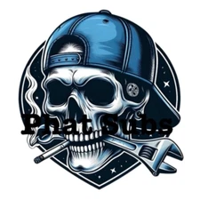 Sublimation Print Mechanical Skull Ready to Press Heat Transfer