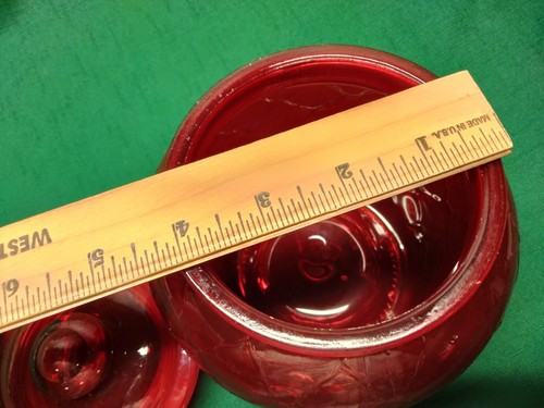 Vintage 1960er FENTON gestepptes Diamant-Bisquit-Glas ~ rotes Kunstglas 7 Zoll Kanister - Bild 7 von 9