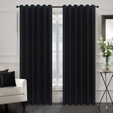 Pair Ready Made Thick Blackout Curtains Thermal Ring top Eyelet or Pencil Pleat