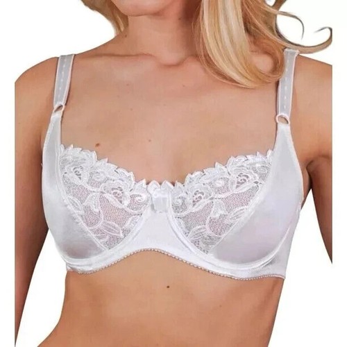 Carnival Women's Two Part Lace Underwire Minimizer Bra White SZ 38DD - Picture 2 of 2