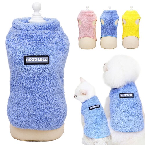 Dog Cat Sweater Warm Fleece Pet Puppy Vest Coat Jacket Winter Padded Clothes S M - Picture 1 of 19