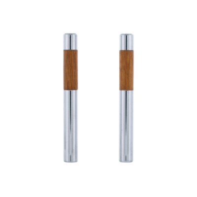 Chrome/Walnut Tube Door Lock Knobs -  Pack of 2 GM DODGE FORD PONTIAC OLDS