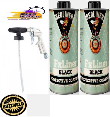 FxLiner 2K Bettwäsche Spray 2x SCHWARZ Beschichtungsfarbe mit variabler Textur Sprühpistole