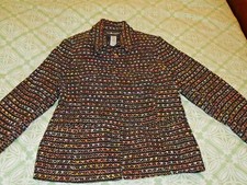 Sag Harbor, Size 8, NWT, Black with Multicolor threads, Zip Up Blazer