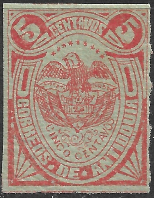 Antioquia Scott 67 SG69 F/VF Mint Hinged 4 Margins Issued 1887 Colombia State
