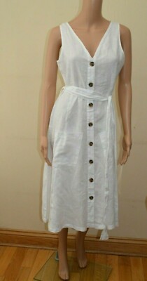 Neu Next Petite weißes Leinenhemdkleid Gr. UK 12 Petite