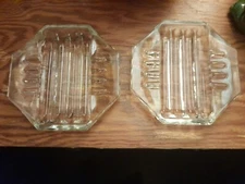 2 Vintage Safex Mid Century Modern MCM Octagon Glass Trenched Ashtray Pub Bar 