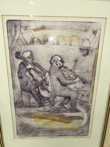 Irving Amen Colored Etching Duet Museum Quality Modern Mid Century New York Art!