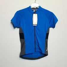 Womens XS Smartwool Cycling Jersey Full Zipper Blue gray Short Sleeve