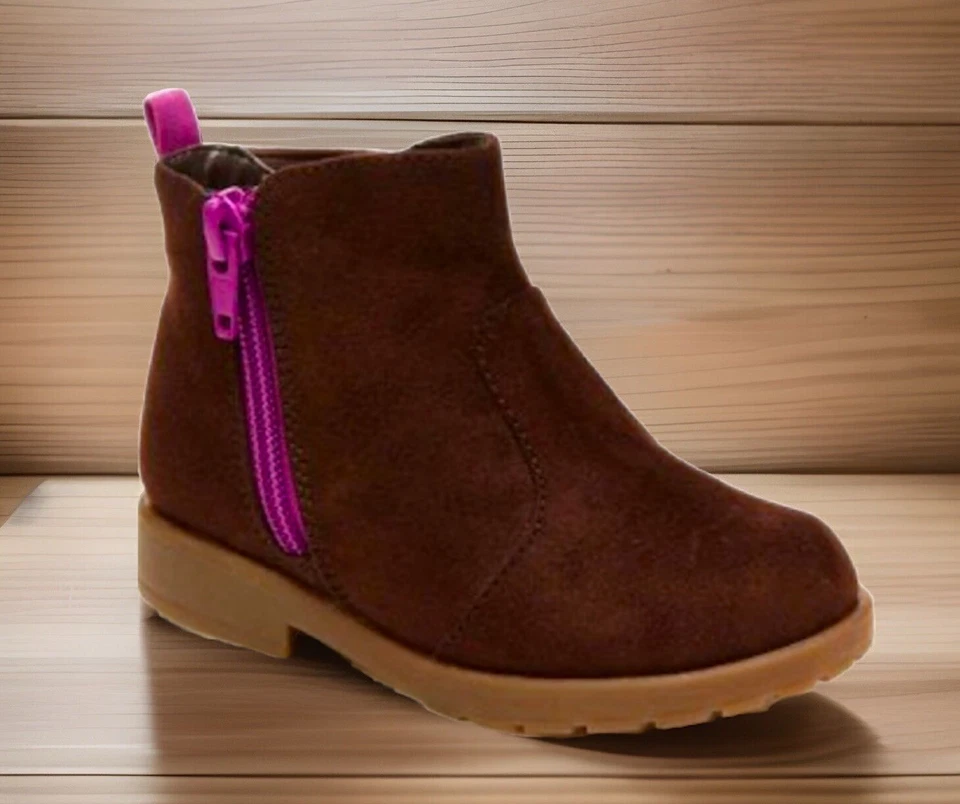 Botín Stride Rite Lucy 2 marrón oscuro con cremalleras moradas y suela a tira talla 8 M Foto 3 de 4