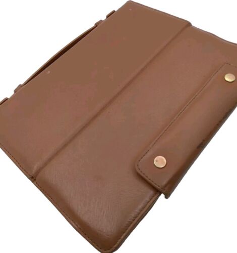 Tory Burch Brown Leather Robinson iPad Tablet Case READ Description - Picture 2 of 13