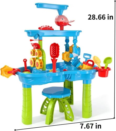 Creative 3-Tier Sand and Water Play Table with Chairs - Ideal for Kids Aged 1-5 - Picture 4 of 9