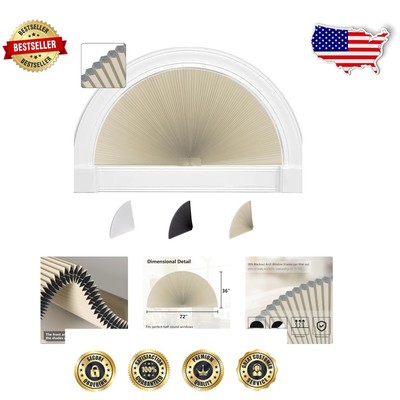 Non-Woven Cellular Pleated Blinds for Arched Windows - 36'' Radius, Easy Install