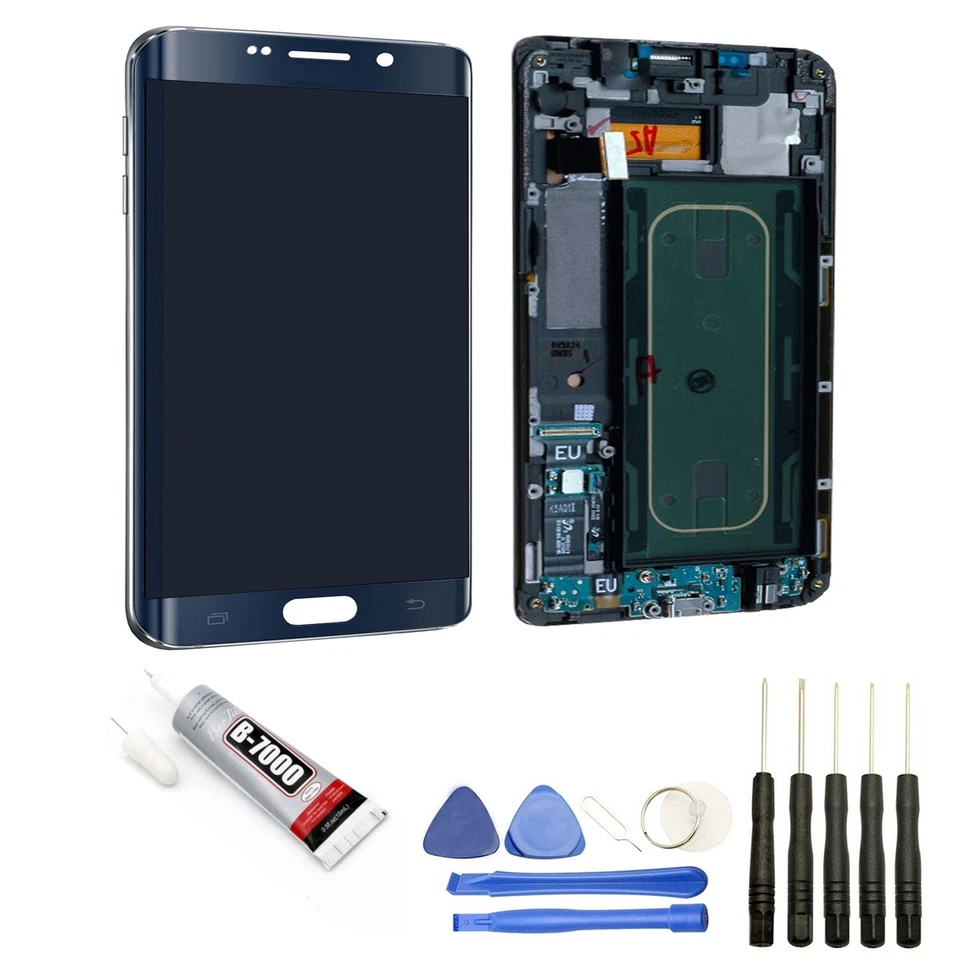 VITRE + ECRAN LCD POUR SAMSUNG GALAXY S6 EDGE PLUS G928F NOIR OUTILS COLLE - Photo 1/1