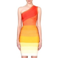 House Of Celeb KENZA' OFF SHOULDER ORANGE BANDAGE DRESS