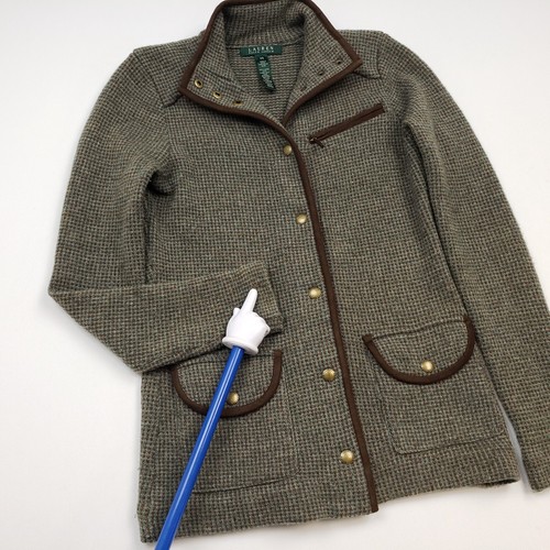 Chaqueta Ralph Lauren Tweed XS Reino Unido 10-12 Country Field Hacking Lana de Cordero De Colección - Imagen 20 de 22