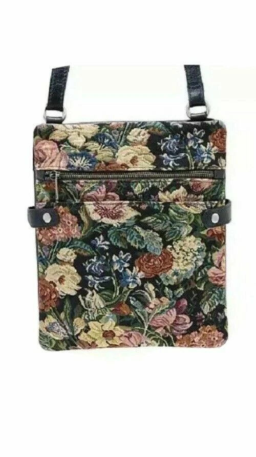 Patricia Nash Prizzi Leather Crossbody Woven Floral Tapestry 200 Retail New
