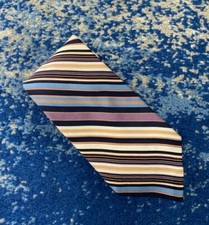 Jhane Barnes Lavender Peach Ivory Blue Navy Bias Stripes Handmade Silk Necktie