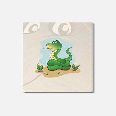 Funny Snake Animal 4'' X 4'' Square Wooden Coaster
