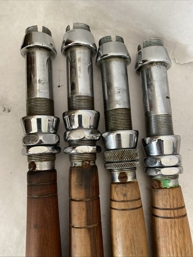 Lot Of 4 Vintage Wooden Straight Butt Reel Seat Fishing Rod Holders Unbranded - Picture 7 of 11
