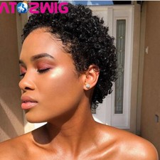 Pixie Cut Afro Curly Short Human Hair Wig for Black Women Brazilian Hair No Lace