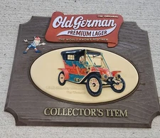 Old German Premium Lager Plastic  Beer Sign Stanley Steamer