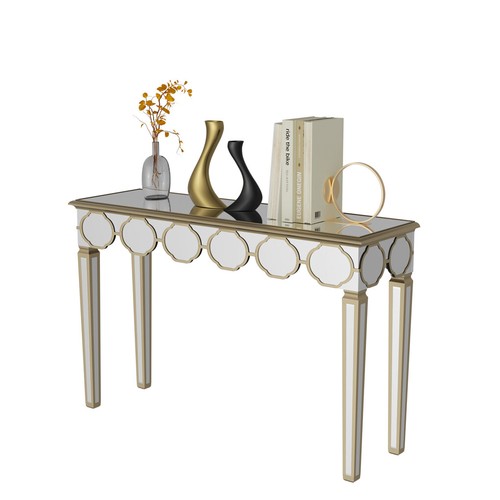 Attracting Rectangular Mirrored Console Table w/Lantern-shape Design for Hallway - Picture 9 of 13