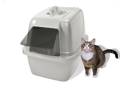 NEW Van Ness Pets Odor Control Large Enclosed Cat Litter Box, Hooded, Pearl 
