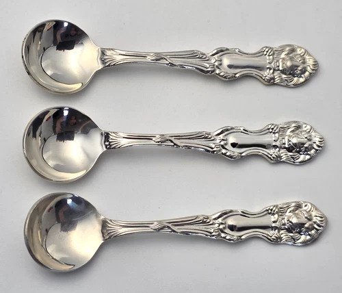 (3) Wallace LION Sterling Silver Individual Salt Spoons - NO MONO