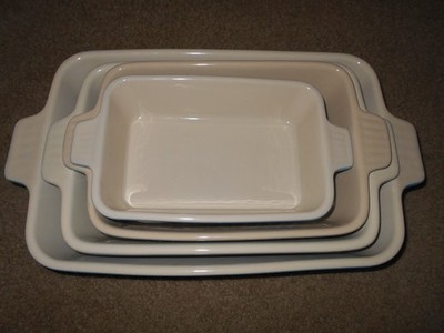 MALACASA Casserole Dishes Oven Porcelain Baking Dishes 4pc Ceramic Bakeware BLue