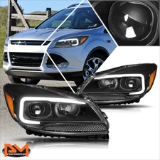 For 13-16 Ford Escape Projector Headlight w/LED Daytime Running Lamp Black/Amber