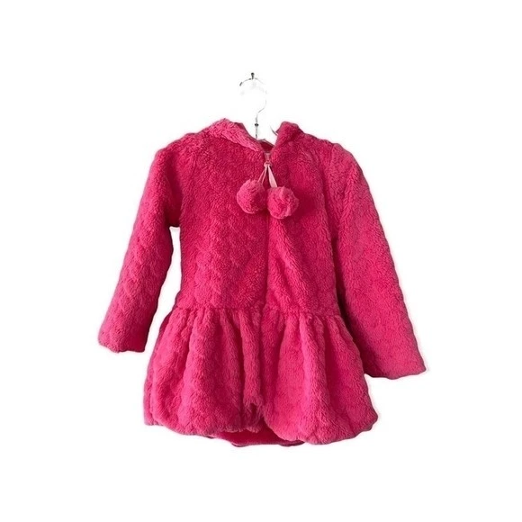 Girls Jacket American Widgeon Pink Faux Fur Heart Coat Toddler Zip Front Jacket - Image 2 of 4