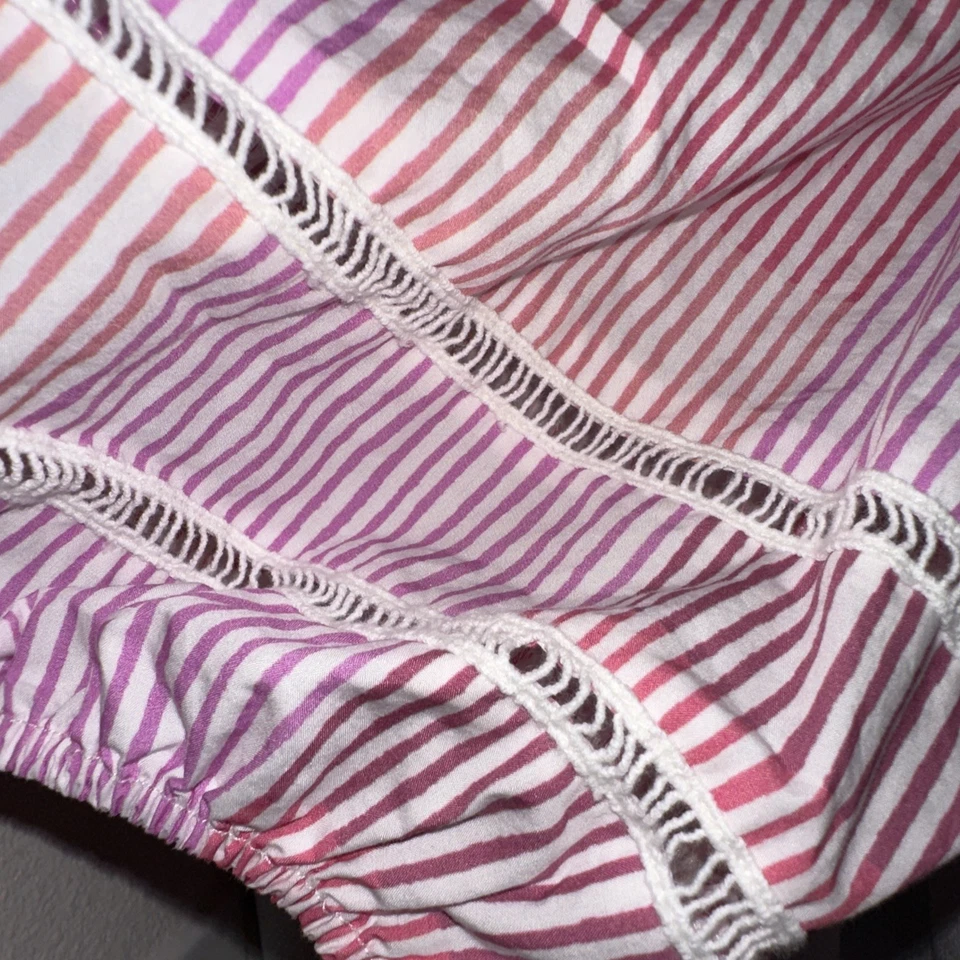 Maeve Anthropologie 2X Gable Tiered Top Pink Striped Square Neck Puff Sleeve - Image 3 of 4