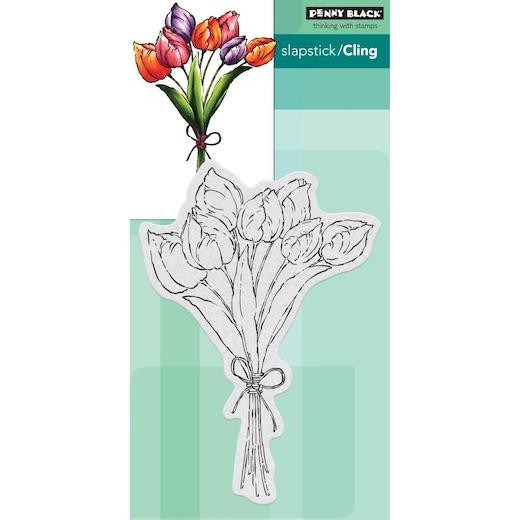 Penny Black Cling Rubber Stamps - Tulip Bouquet 40-612