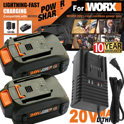 2PACK For Worx WA3575 20V PowerShare 2.0 Ah Battery or Charger 20 Volt WA3520