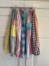 Vintage Handmade Gingham Patchwork Midi Skirt Size M/L EUC Single Stitch