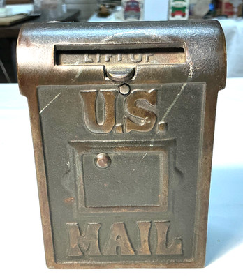 Vintage Cast Iron US Mail Still Bank Original  (  A )