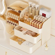 Makeup Organizer for Vanity, Countertop Cosmetic Display Case with Drawer, Ba...