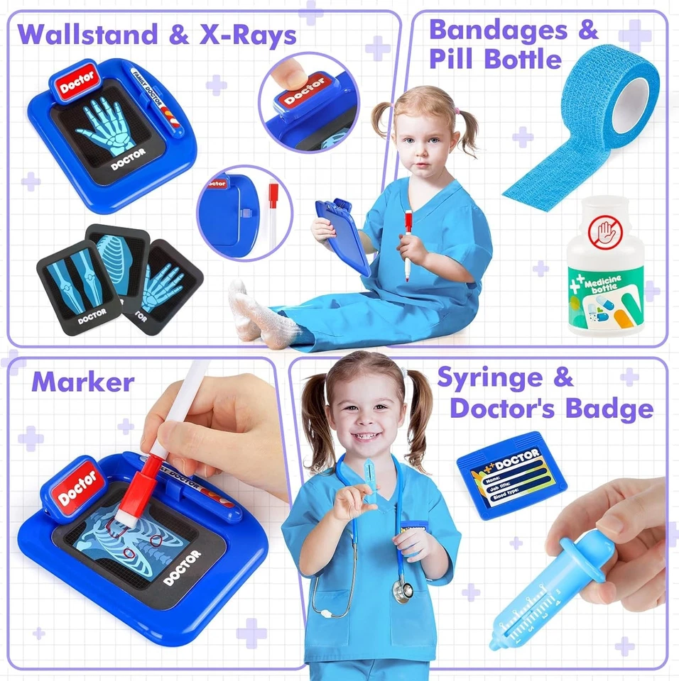 Kit de médico para niños, juego médico de 17 piezas con bolsa y disfraz para... Foto 3 de 4