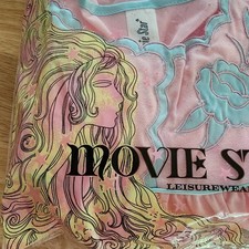 Vintage Movie Star Pink Nightgown Blue Satin Trim Size S Leisure Wear Lingerie