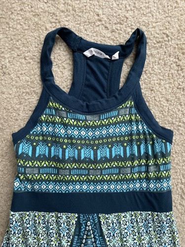 Athleta Kleid Damen Medium Rio Maxi Racerback ärmellos Stretch blau grün - Bild 2 von 8