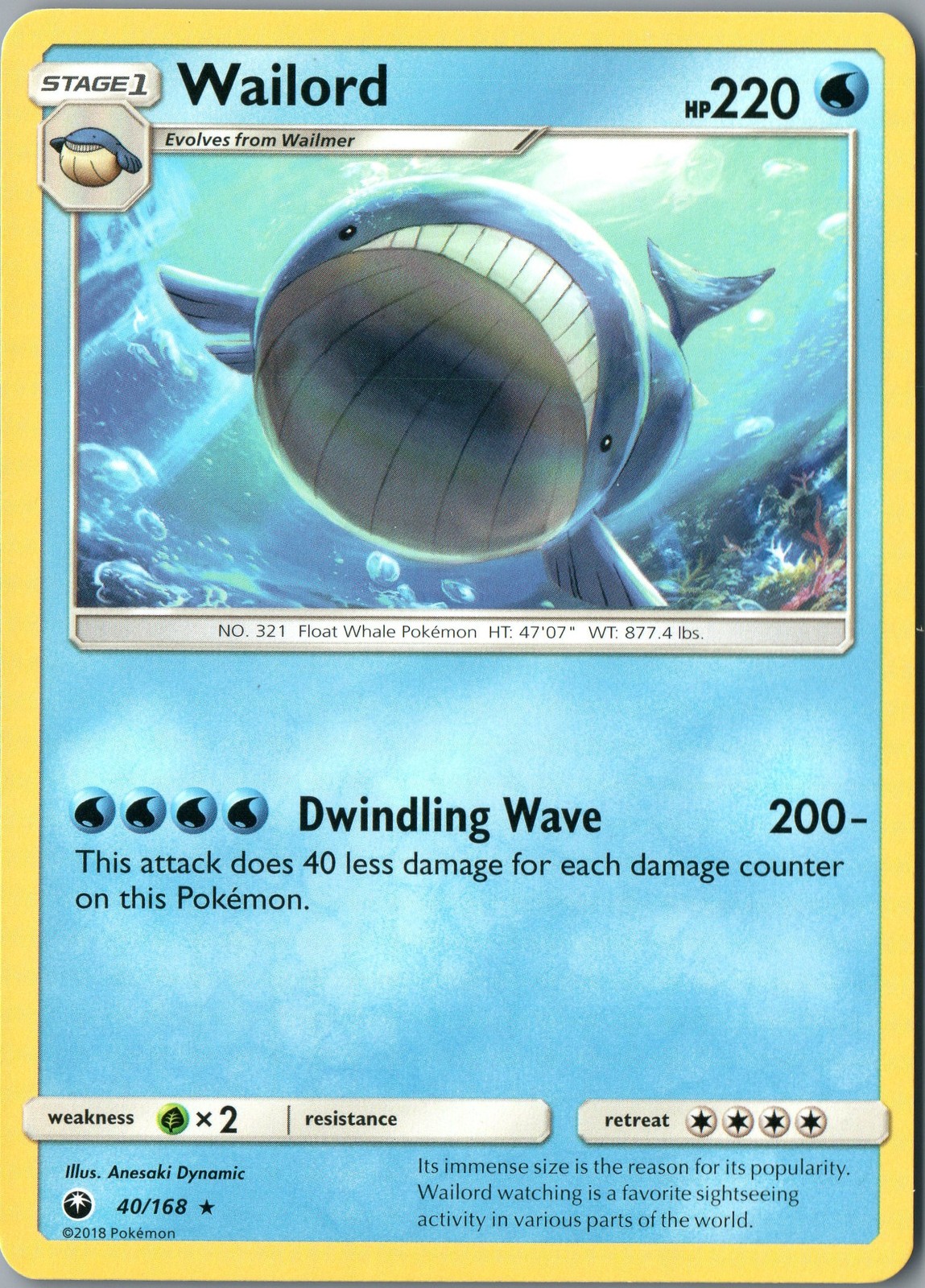 Wailord Rare SM - Celestial Storm 40/168 NM Normal - Pokemon