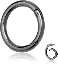 10Pack 1 Inch Metal Spring O Rings Clip Keychain, round Carabiner Clips Keyrings