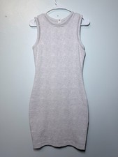 Chelsea & Violet SM white/silver subtle floral bodycon dress with mesh detailing