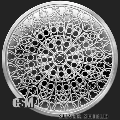 2026 Silver Shield ROSE WINDOW v1 - 1oz .999 Silver Proof - Pre Sale