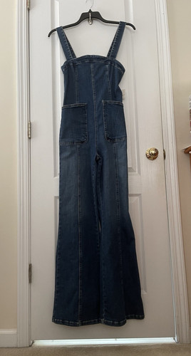 NWT $198 FREE PEOPLE We The Free Suns Out Bootcut Jumpsuit in Erica Blue Sz M
