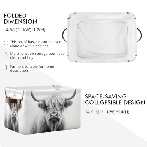 Storage Basket Highland Cow Closet Storage Bin Cube Organizer Baskets for - Picture 4 of 8